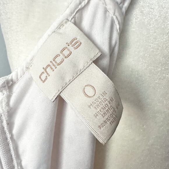 Chico’s Sz 0 White Eyelet Lace Handkerchief Hem Halter Dress Women’s Size Small - Picture 8 of 13